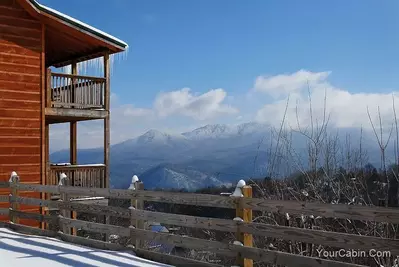 Winter view from Pigeon Forge cabin with arcade games.