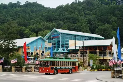 outside of ripley's aquarium with trolley