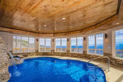 indoor pool at cabin