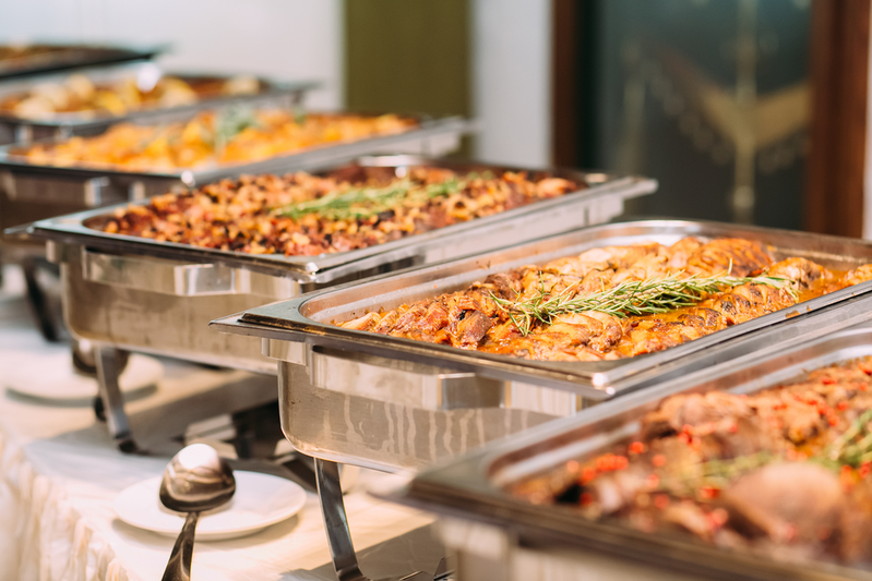 trays of catering food