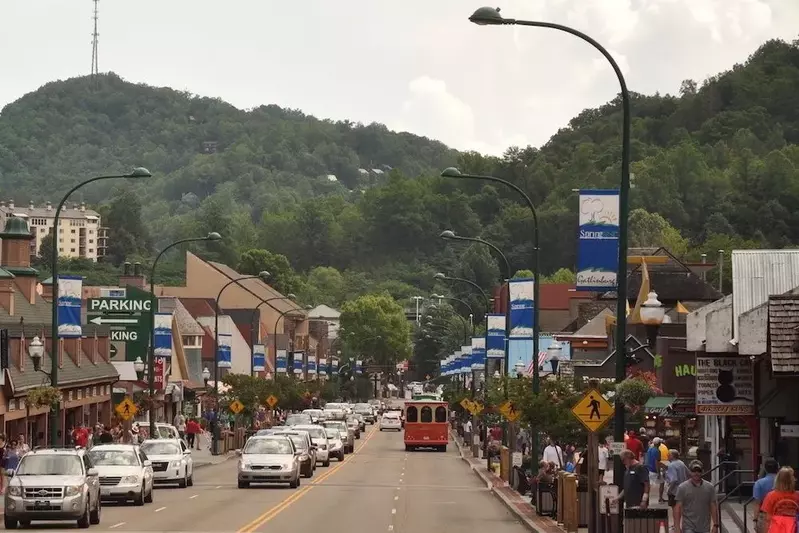 A lively day in downtown Gatlinburg.