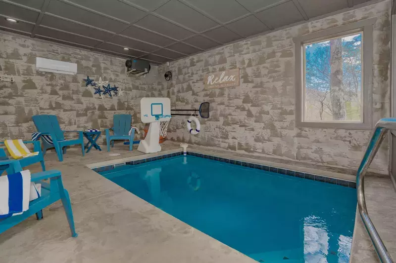 indoor pool at Bearly Dippin cabin in Pigeon Forge