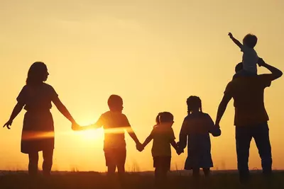 family at sunset