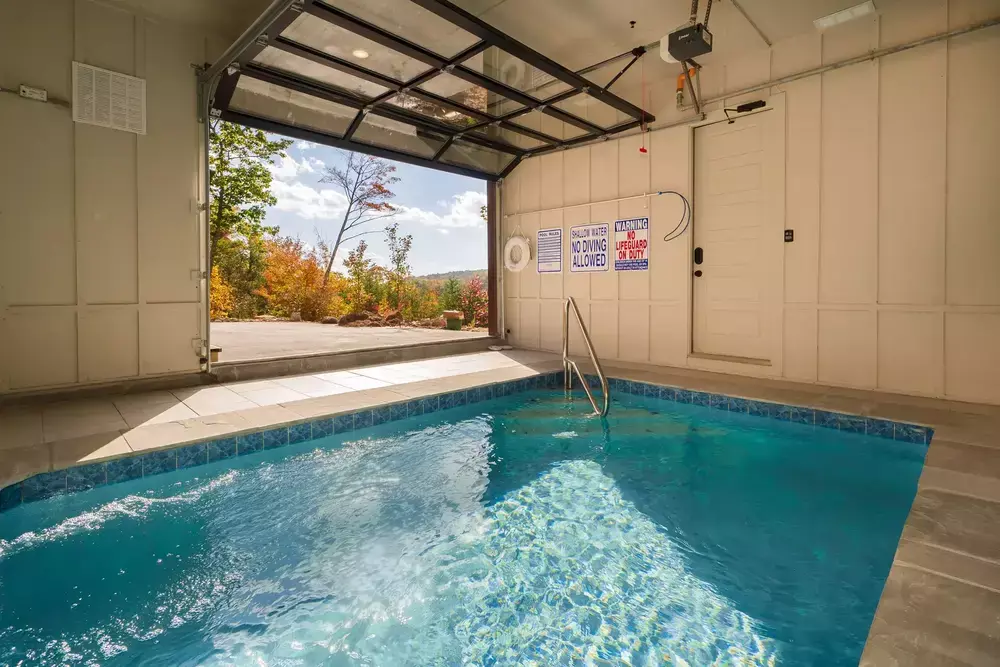 indoor pool at Summit Trail Retreat with fall view