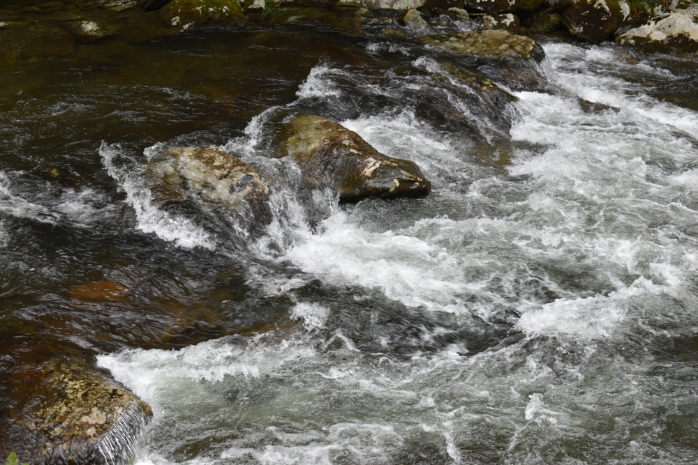 river flowing over rocks in Gatlinburg