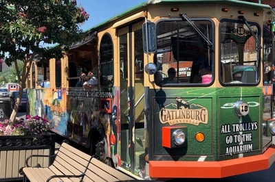 Gatlinburg trolley at stop