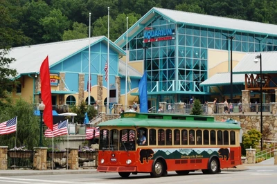 Gatlinburg trolley at aquarium