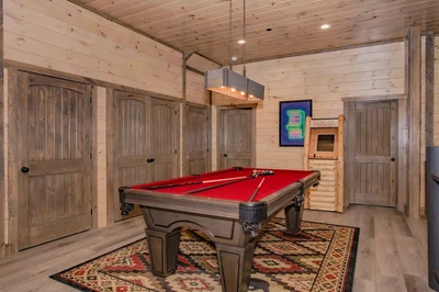 game room at cabin